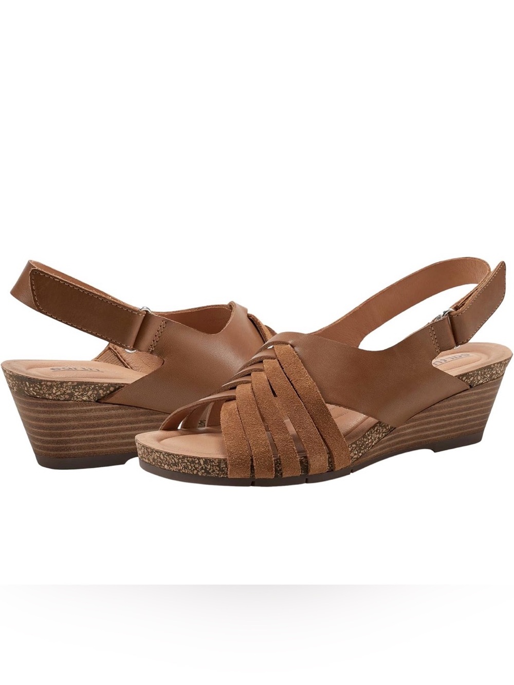 0176: Earth Women's Harris Beige Woven Slingback Wedge Sandals - Picture 6 of 9